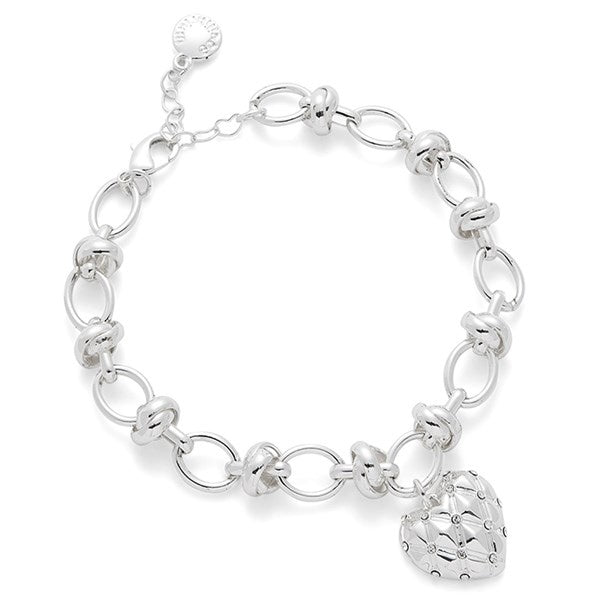 Luxe Tag Qulited Effect Silver Plated Bracelet