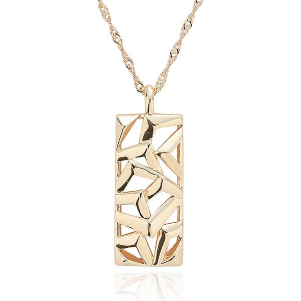 Luxe Tag Lattice Gold Plated Necklace