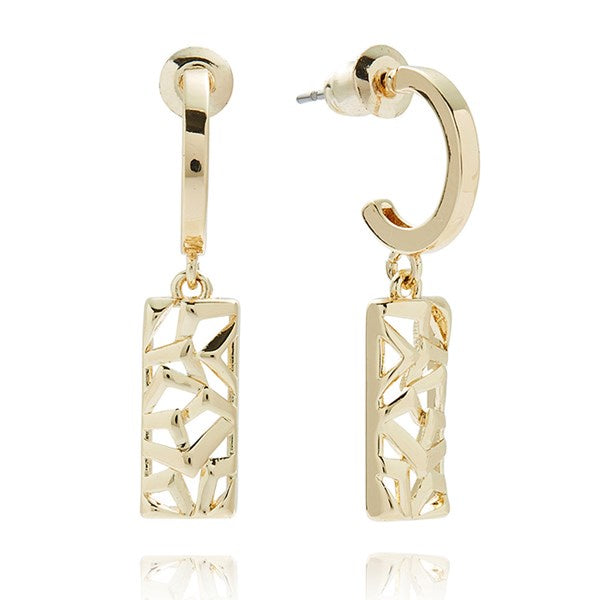Luxe Tag Lattice Gold Plated Earrings