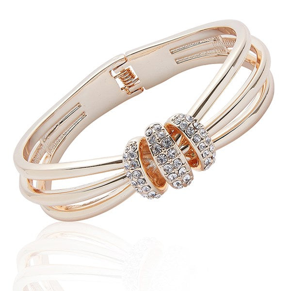 Sparkle Lines Gold Plated Bangle