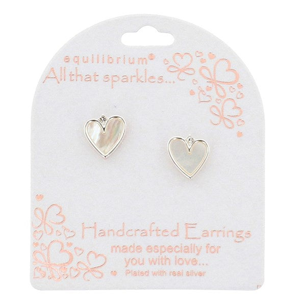 Modern Silver Plated Heart Stud Earrings