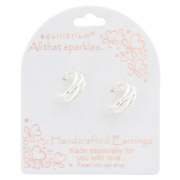 Crossover Silver Plated Hoop Earrings