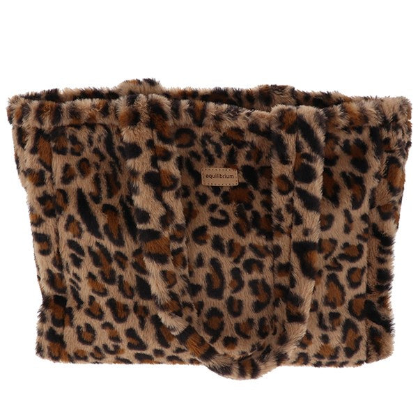 Faux Leopard Print Tote Tan