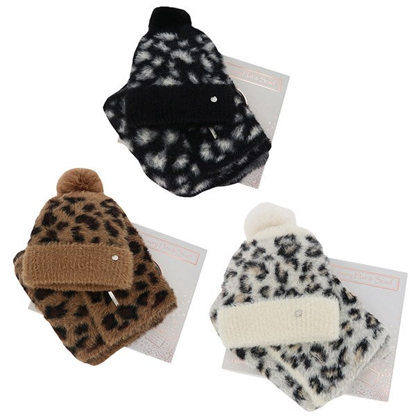 Leopard Print Boxed Hat & Scarf Set
