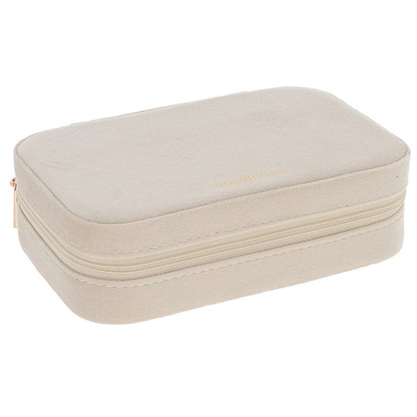 Equilibrium Oblong Velvet Jewellery Box Cream