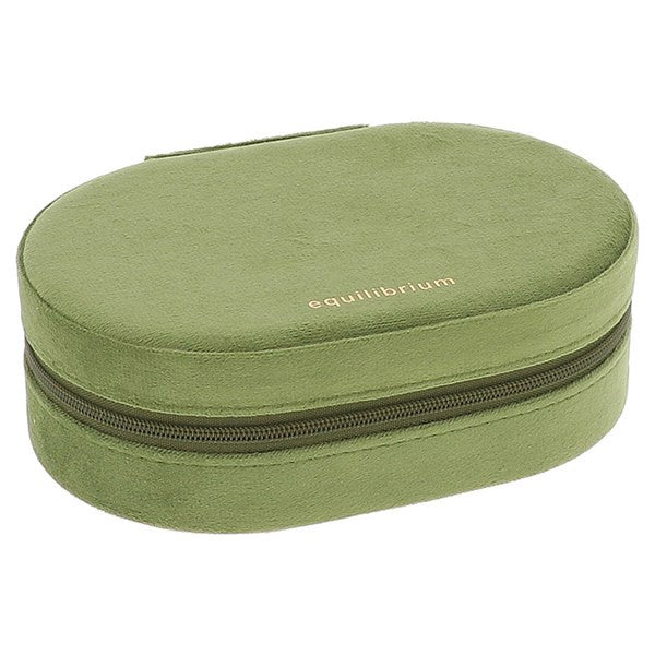 Equilibrium Oval Velvet Jewellery Box Olive