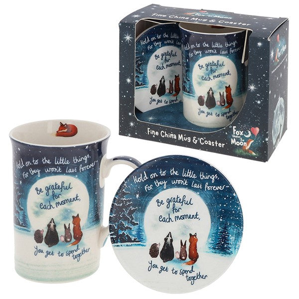 Fox Under The Moon Mug & Coaster Set Grateful