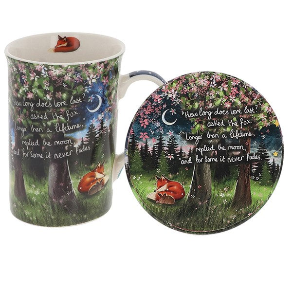 Fox Under The Moon Mug & Coaster Set Love