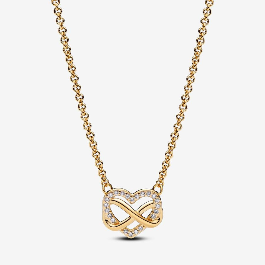 Pandora Gold Plated Sparkling Infinity Heart Collier Necklace