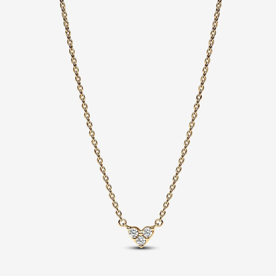 Pandora Triple Shine  Stone Heart Collier Necklace