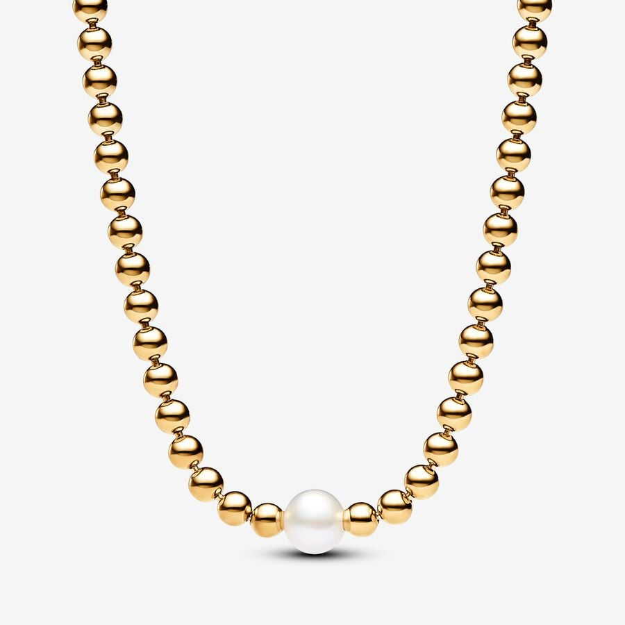 Pandora Gold Treated Freshwater Cultured Pearl & Beads Collier Necklace