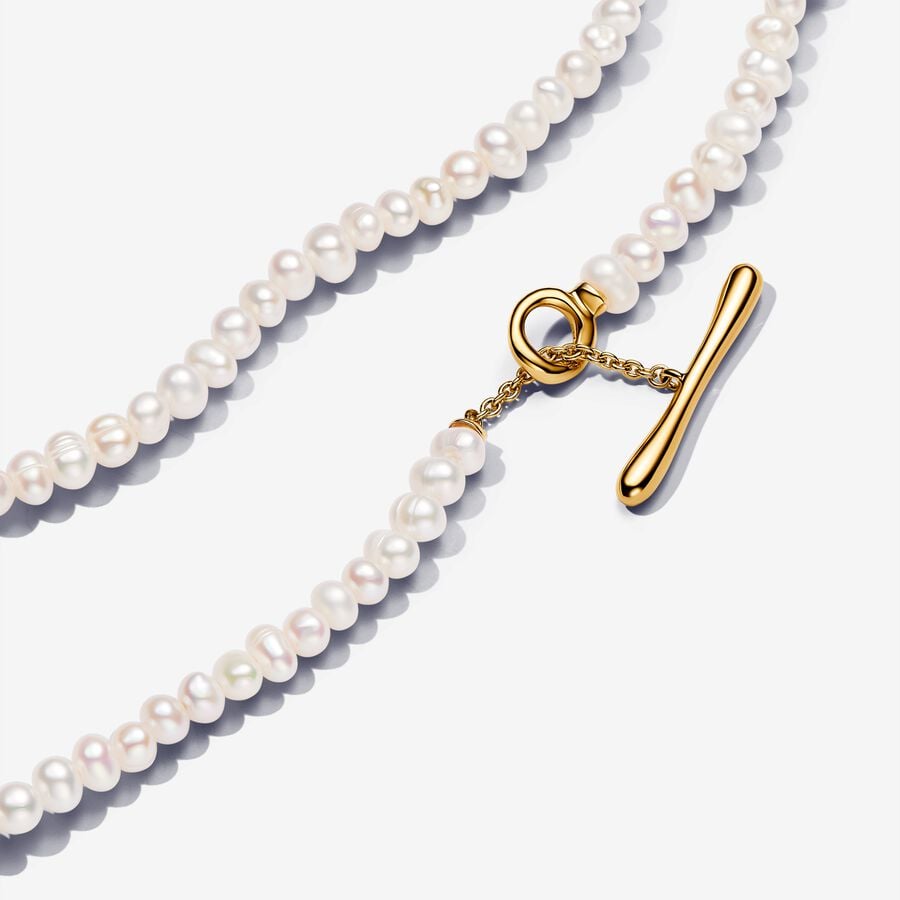 Pandora Essence Treated Freshwater Cultured Pearls T-bar Collier Necklace