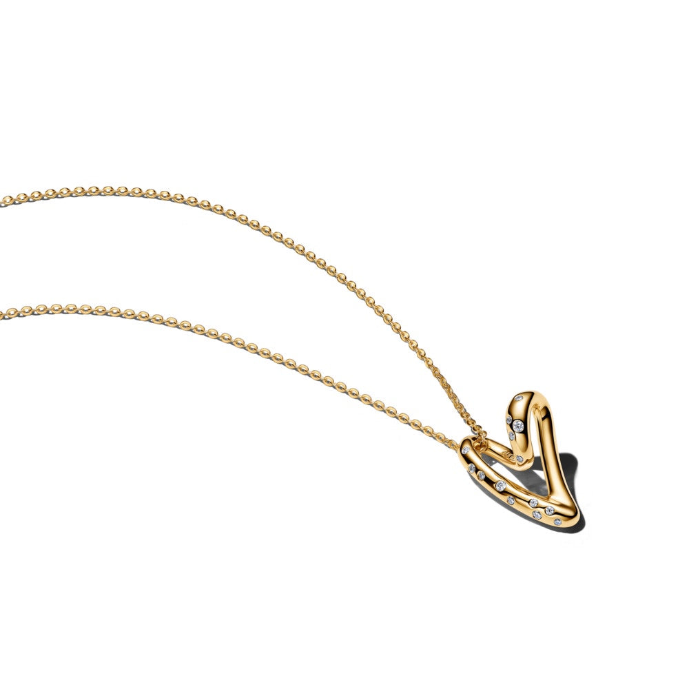 Pandora Organically Shaped Stone-Set Heart Pendant Necklace