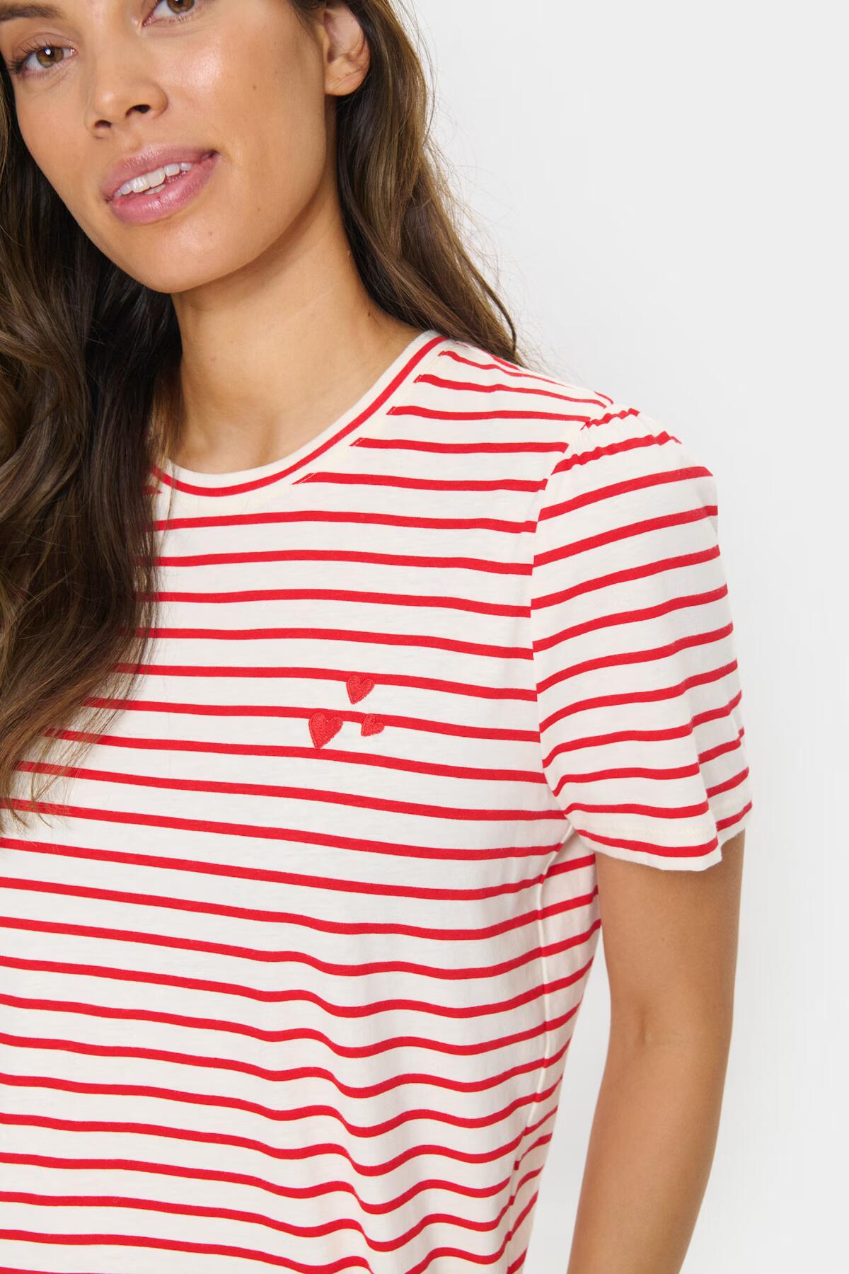 Saint Tropez Jucia T-Shirt Flame Scarlet White Stripe