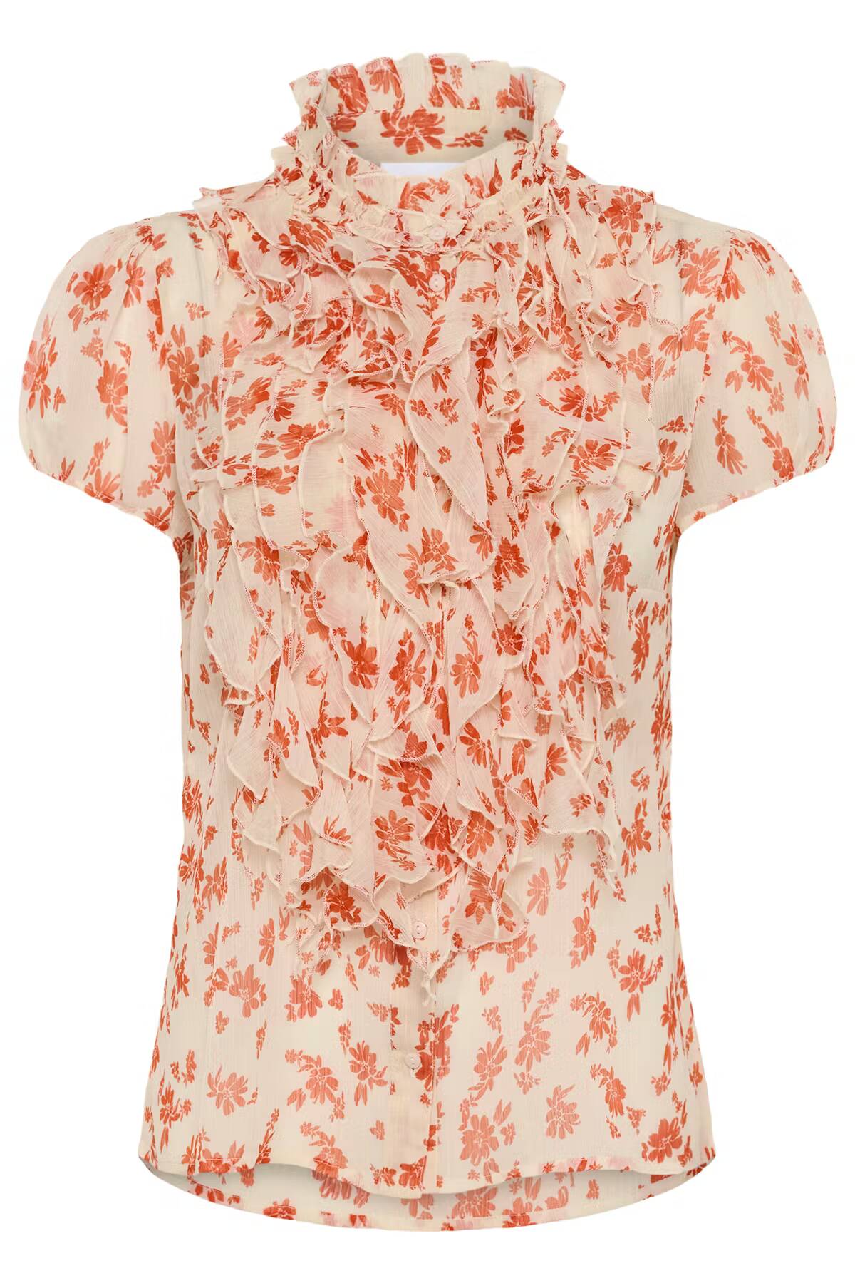 Saint Tropez Lilja Crinkle SS Shirt Seedpearl Valiant Daisy