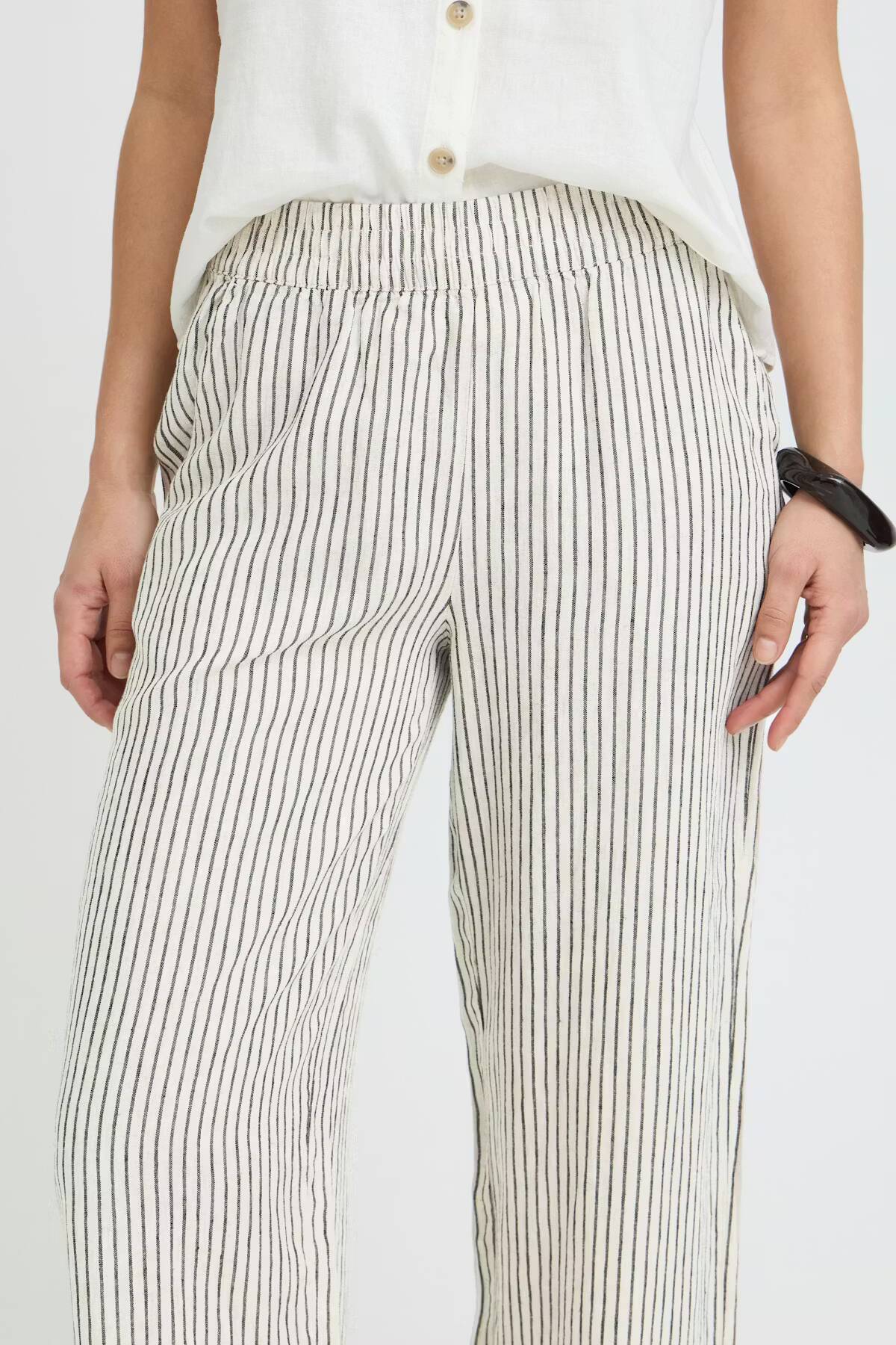 b.young Falakka Crop Trousers Rainy Day Stripe