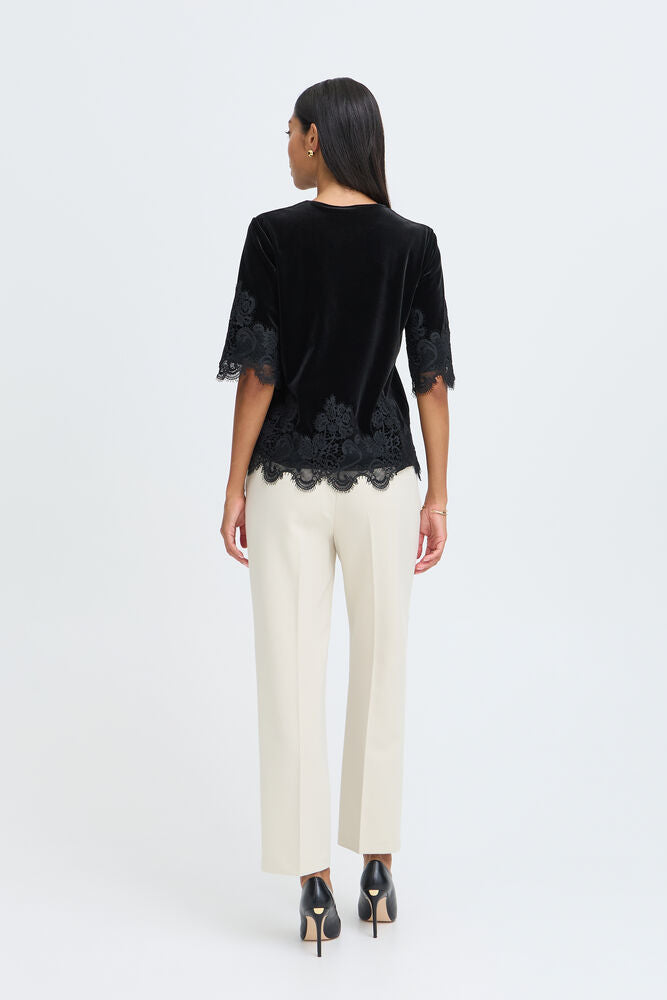 b.young Perlina Lace Hem Blouse Meteorite