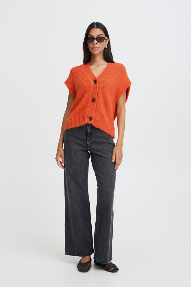 b.young Millers Button Vest Pureed Pumpkin Melange