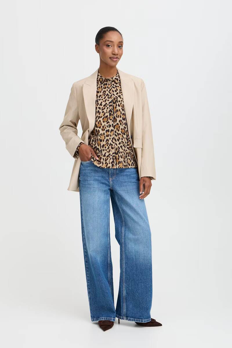 b.young Ihamma Shirt Humus Leopard Mix