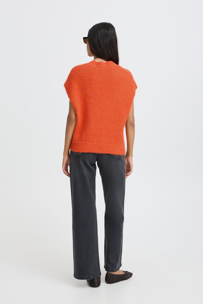 b.young Millers Button Vest Pureed Pumpkin Melange