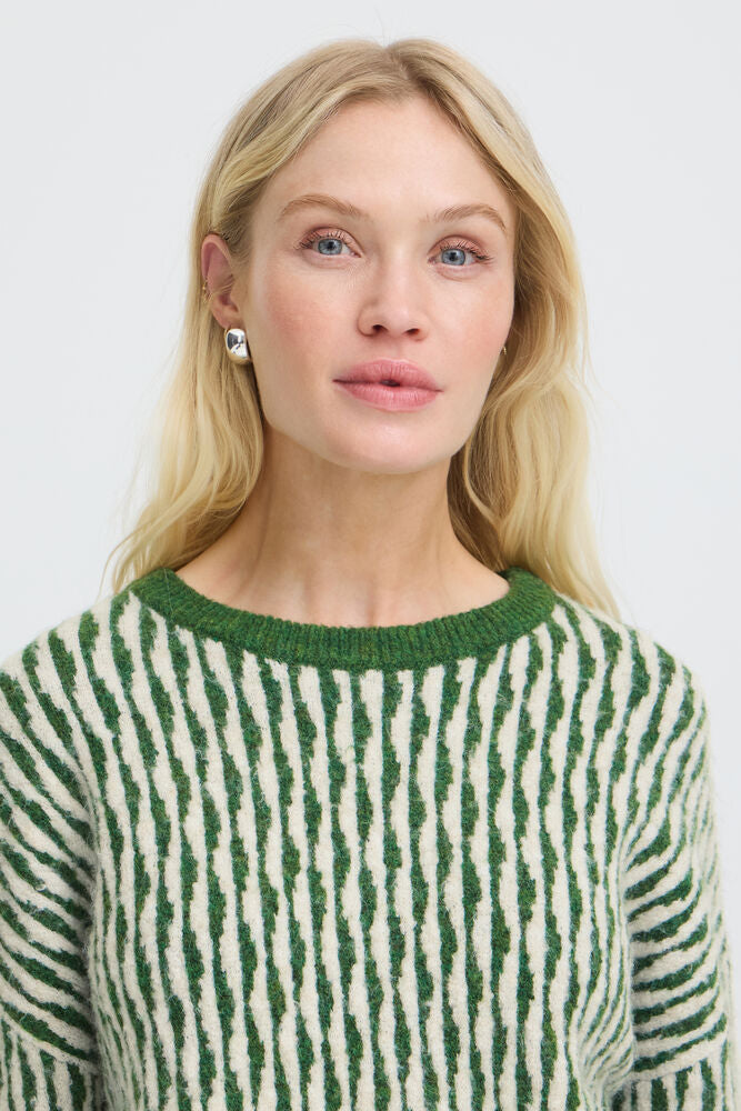 b.young Ojula Jumper Artichoke Green Abstrect