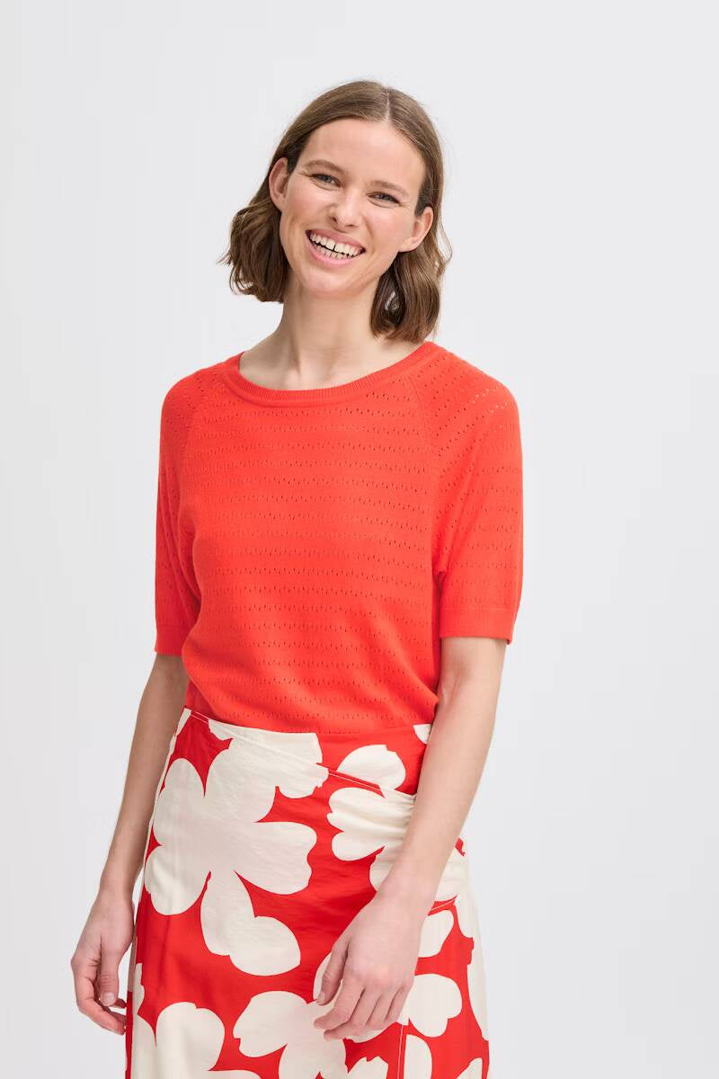 b.young Omanja Short Sleeve Jumper Flame Scarlet