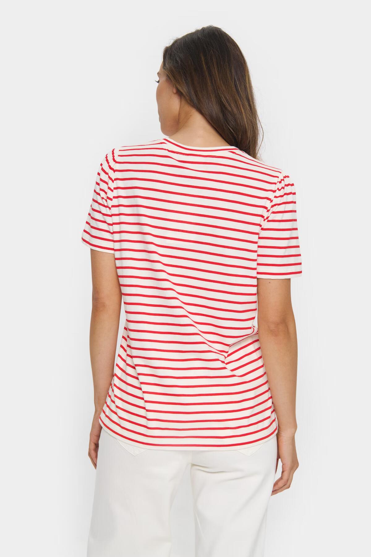 Saint Tropez Jucia T-Shirt Flame Scarlet White Stripe