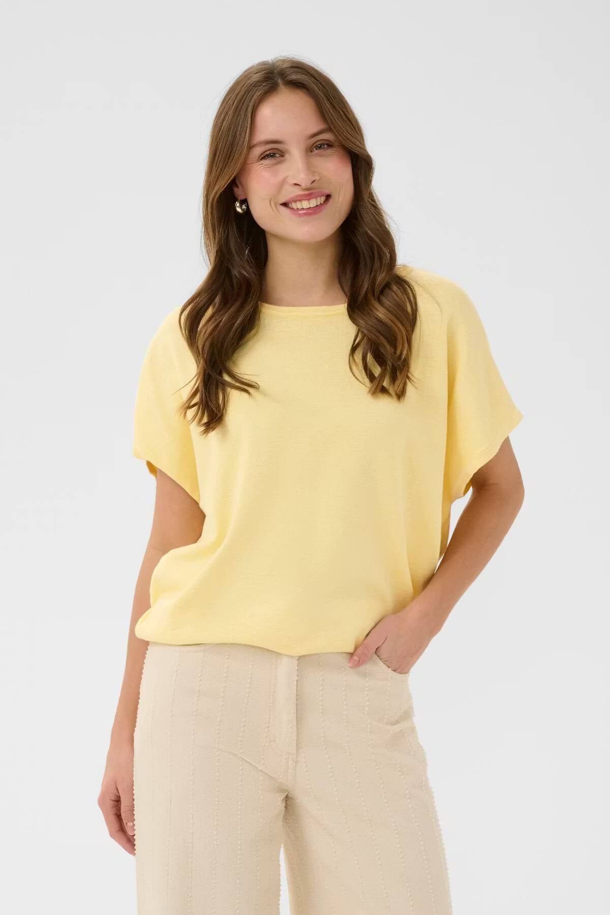 Saint Tropez Mila Round-Neck Short Sleeve Pullover Pineapple Slice Melange