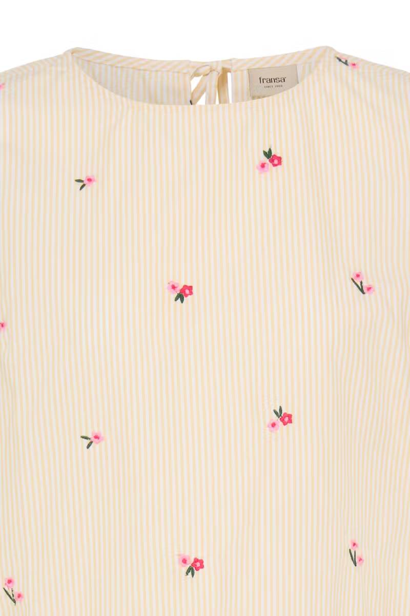 Fransa Bernie Blouse Yellow White Stripe Floral