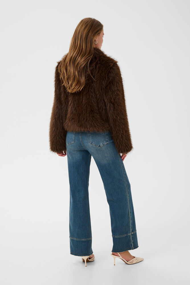 Saint Tropez Zaseline Faux Fur Jacket Chocolate Brown