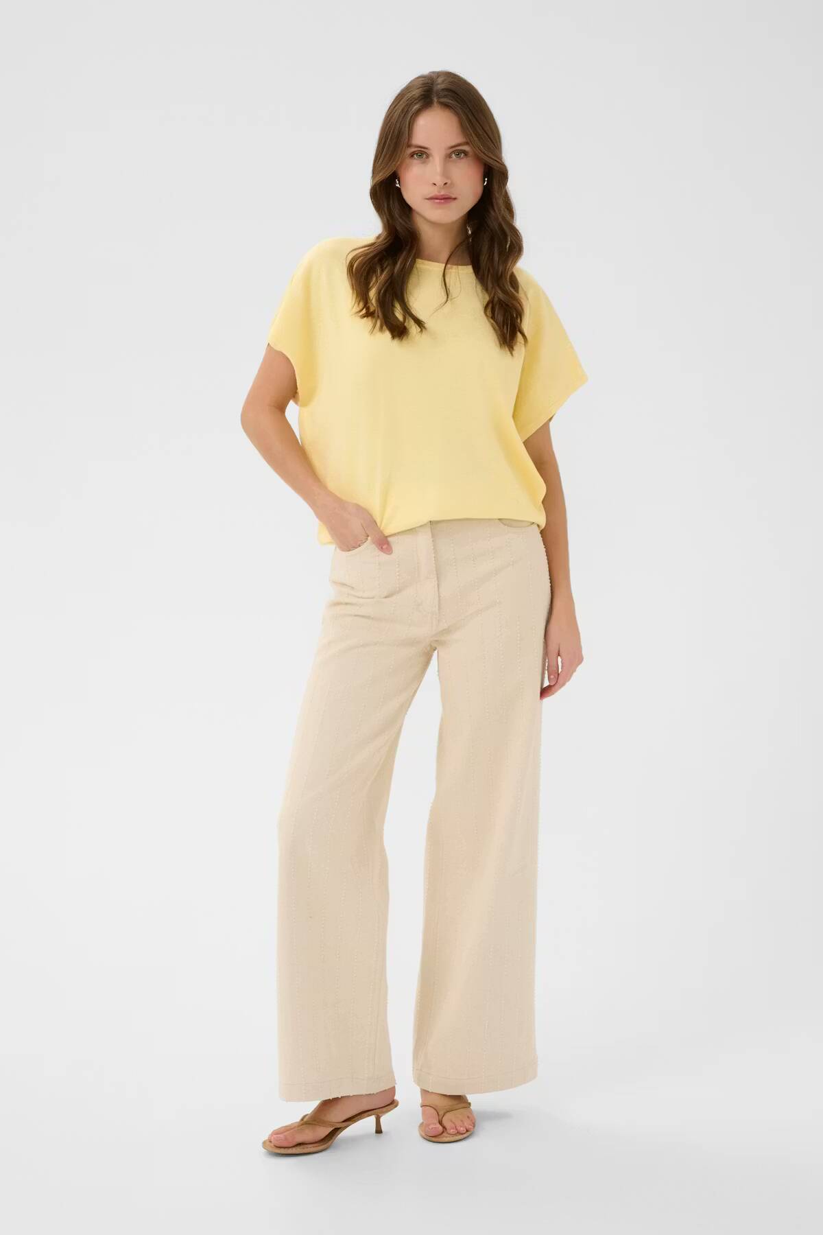 Saint Tropez Mila Round-Neck Short Sleeve Pullover Pineapple Slice Melange