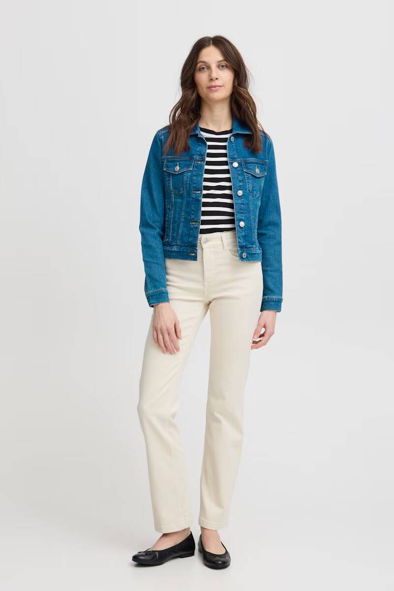 Fransa Denima Denim Jacket Mid Blue Denim