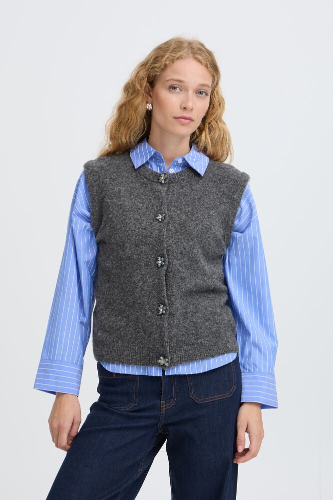 b.young Omea Vest Dark Grey Melange