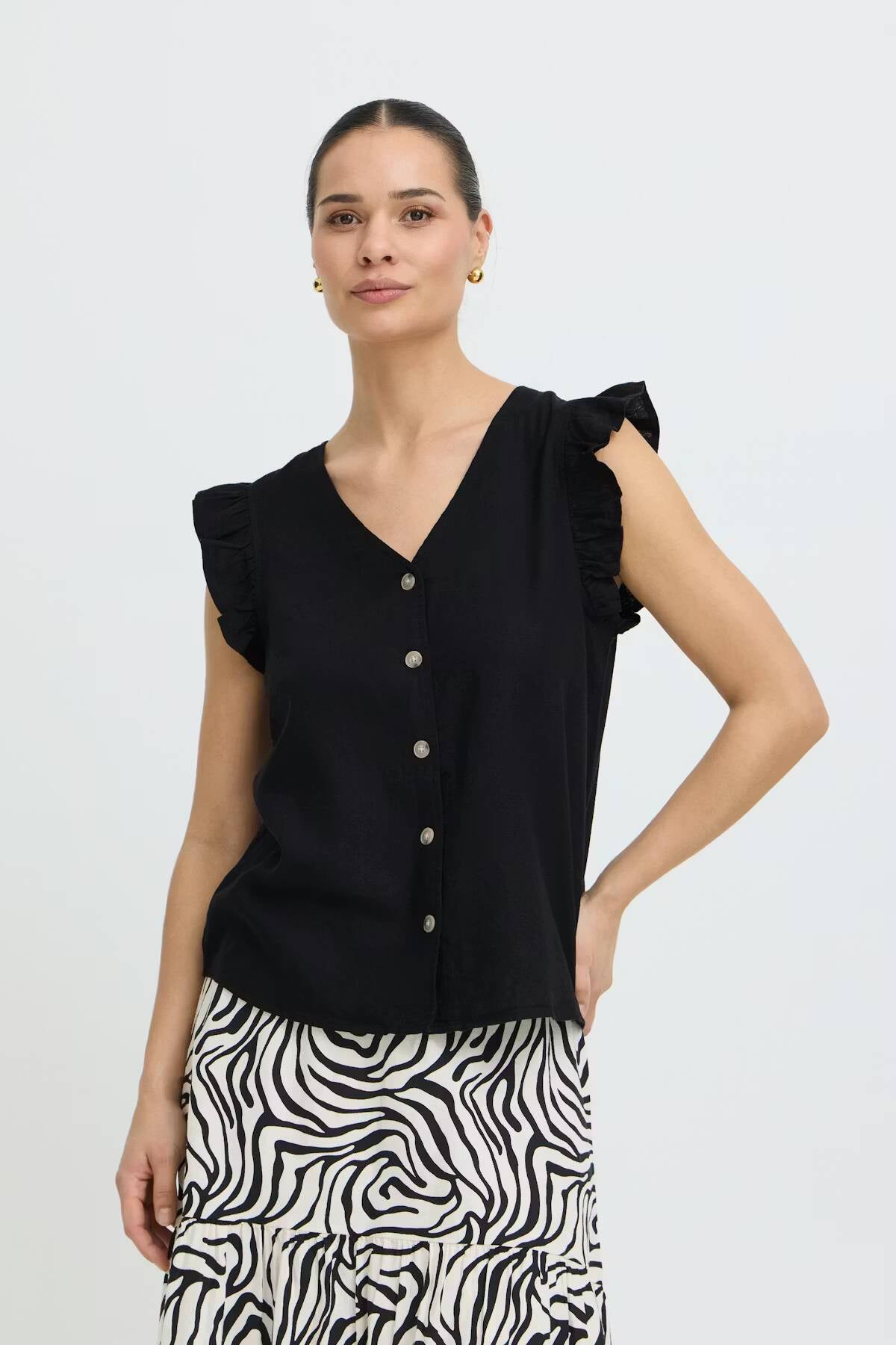 b.young Falakka Ruffle Shirt Meteorite