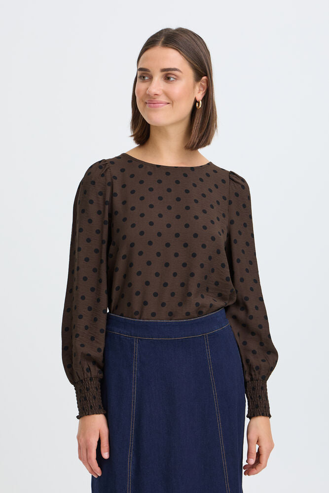 Fransa Adara Blouse Hot Fudge Dotty