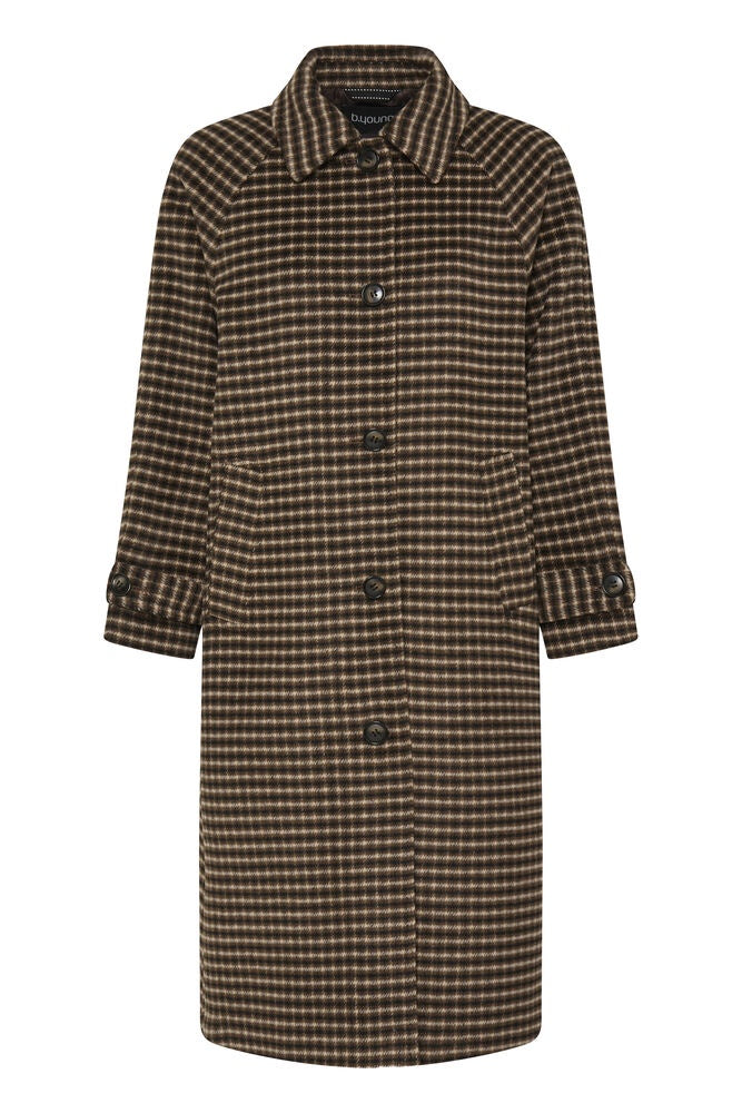 b.young Camio Coat Olive Night Check