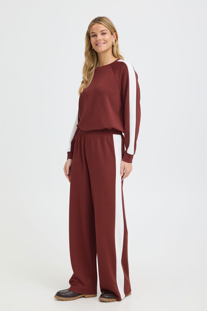 Fransa Aurora Trousers Rum W/White Contrast