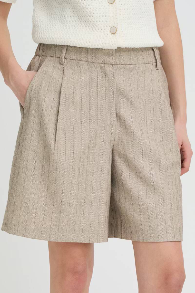 Fransa Alex Shorts Grey Morn Melange Pinstripe