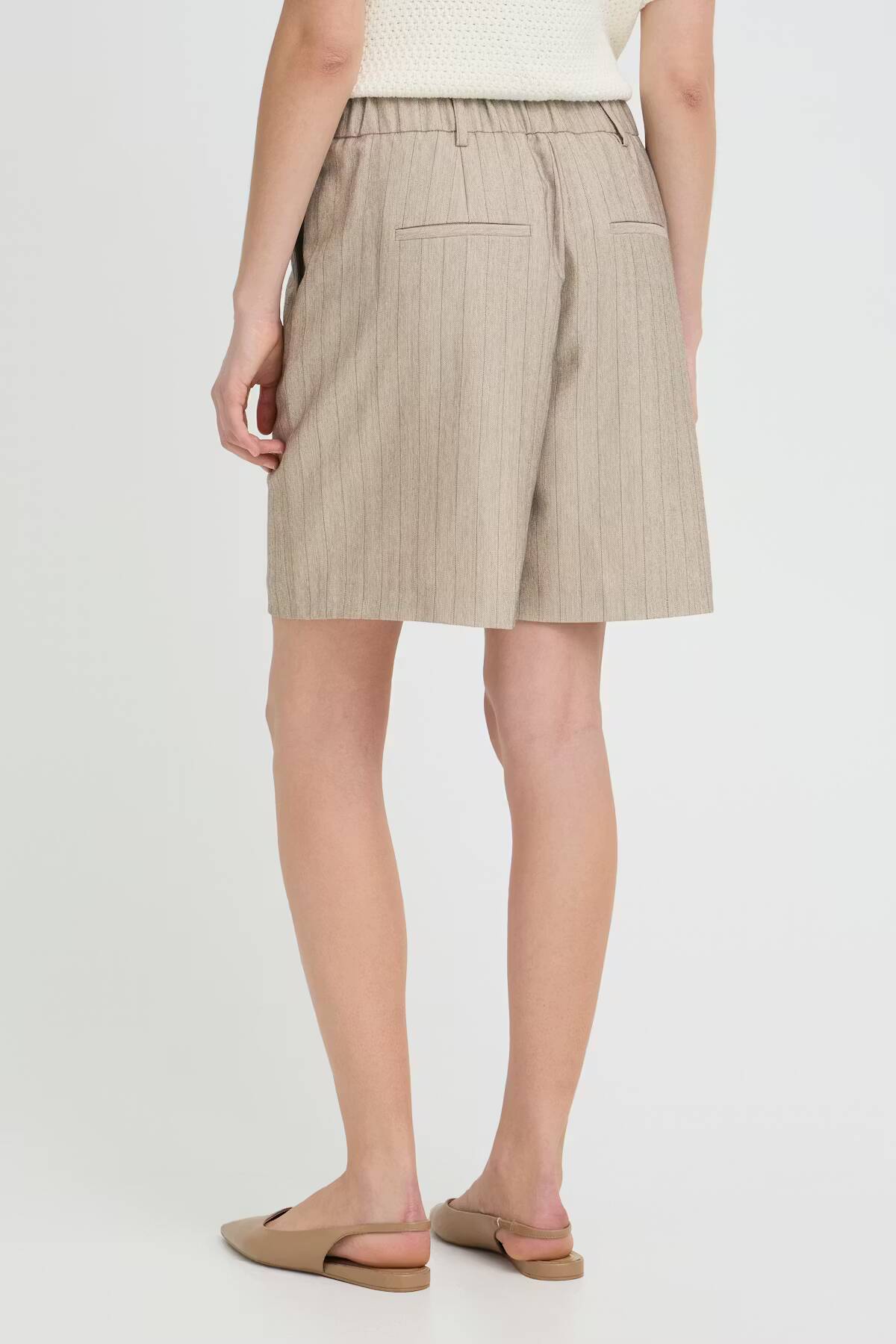 Fransa Alex Shorts Grey Morn Melange Pinstripe