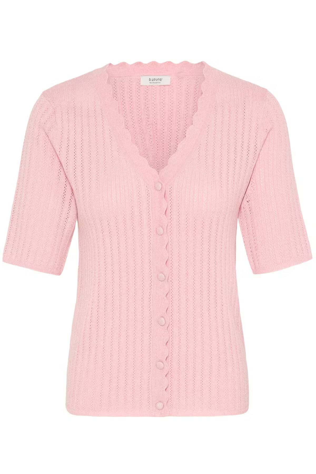 b.young Mobbe Rib Cardigan Parfait Pink