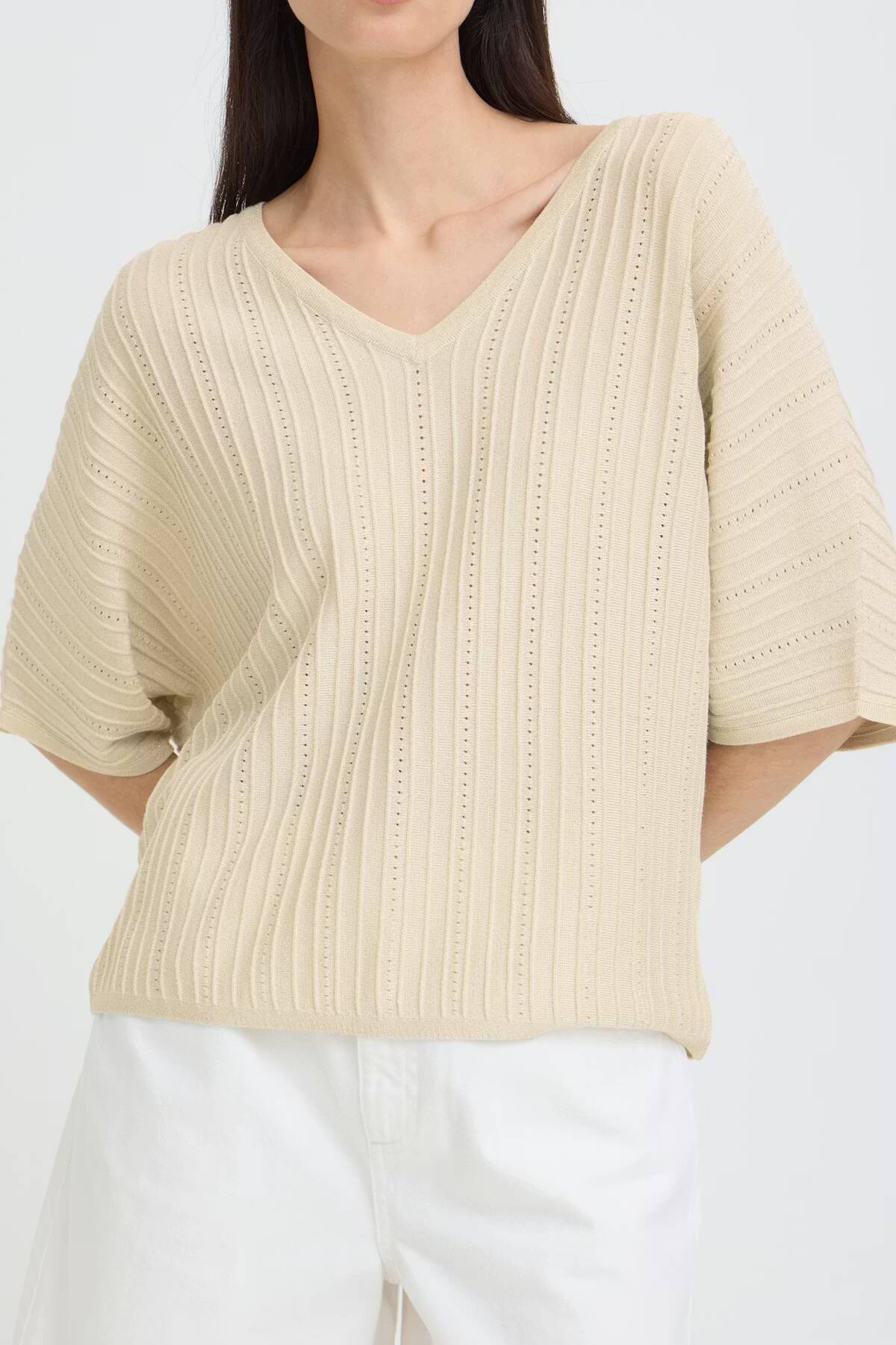 b.young Mobbe V-Neck Jumper Birch