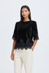 b.young Perlina Lace Hem Blouse Meteorite