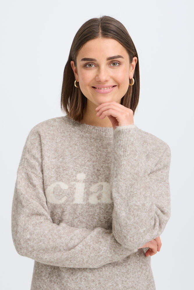 Fransa Florence Pullover Driftwood Text