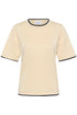 Saint Tropez Mila Contrast Stripe SS Pullover Birch Nightsky Contrast Stripe
