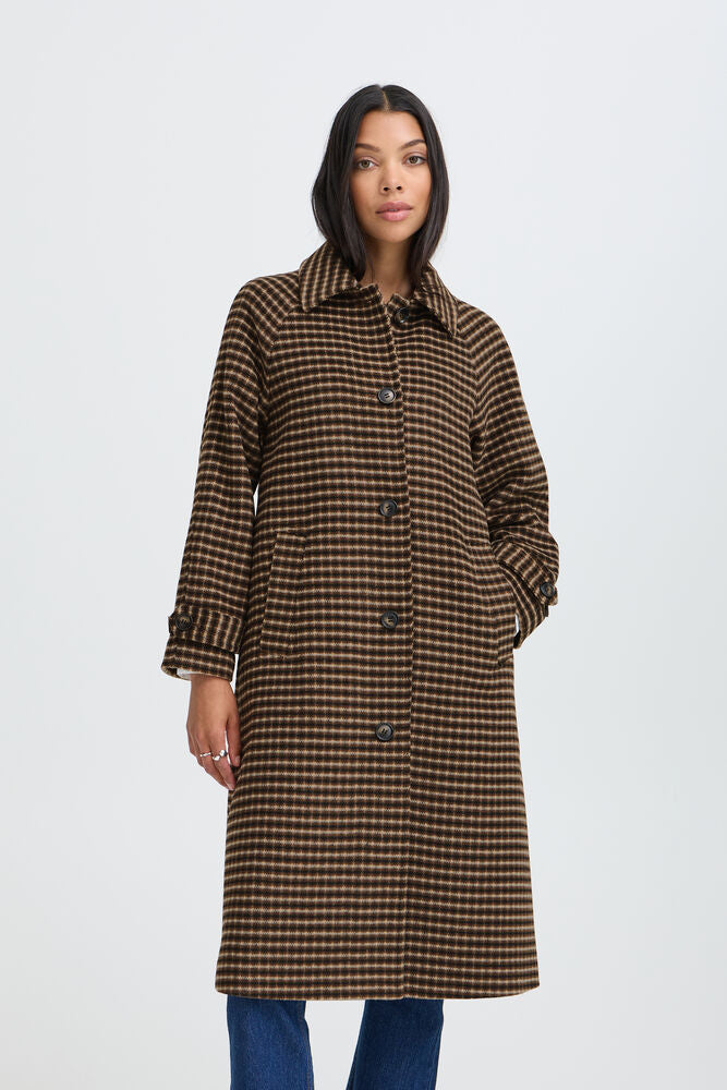 b.young Camio Coat Olive Night Check