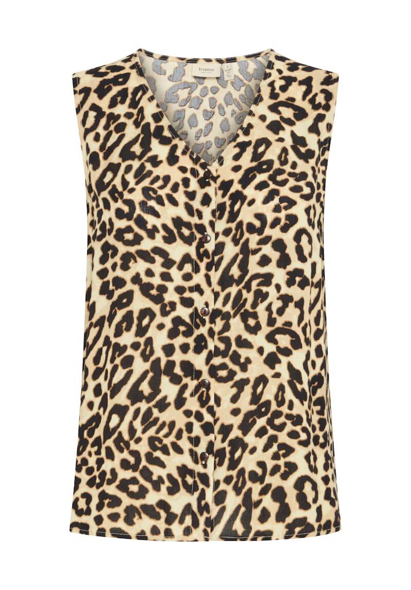 Fransa Ease Blouse Brown Leopard Art