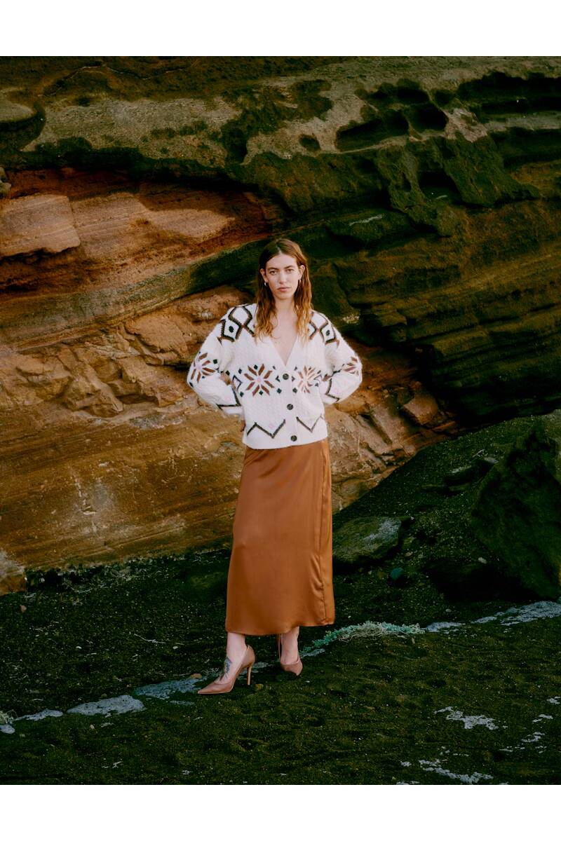 b.young Melpa Cardigan Birch Melange