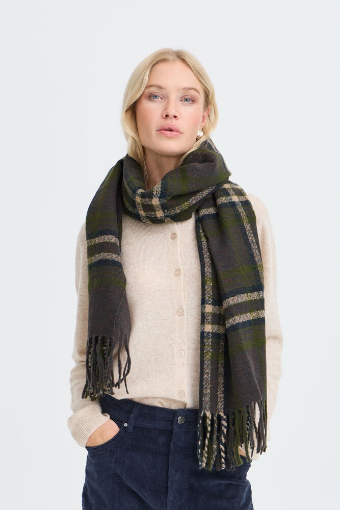 b.young Welch Scarf Java/Avocado Check Scarf