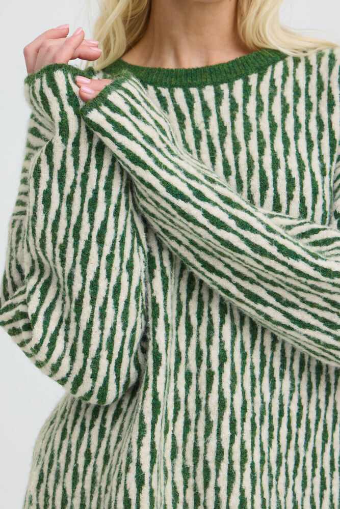 b.young Ojula Jumper Artichoke Green Abstrect