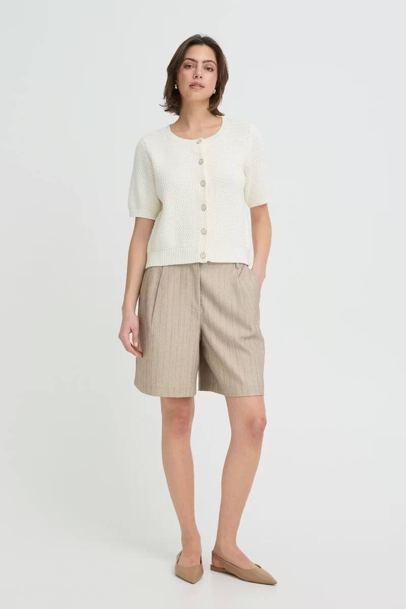 Fransa Alex Shorts Grey Morn Melange Pinstripe
